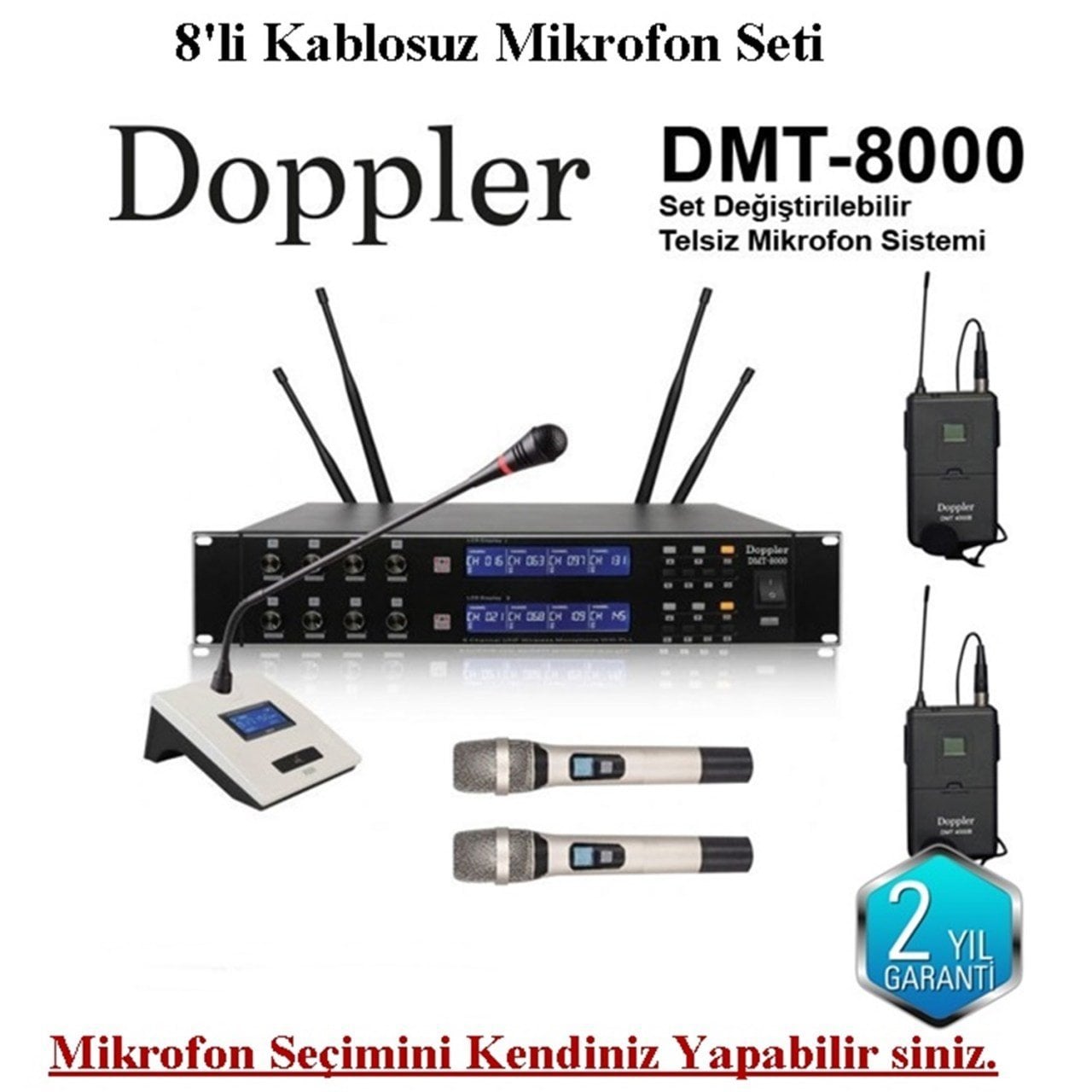 Doppler Dmt 8000 Set - 8'li Telsiz Kablosuz Mikrofon Seti En Uygun